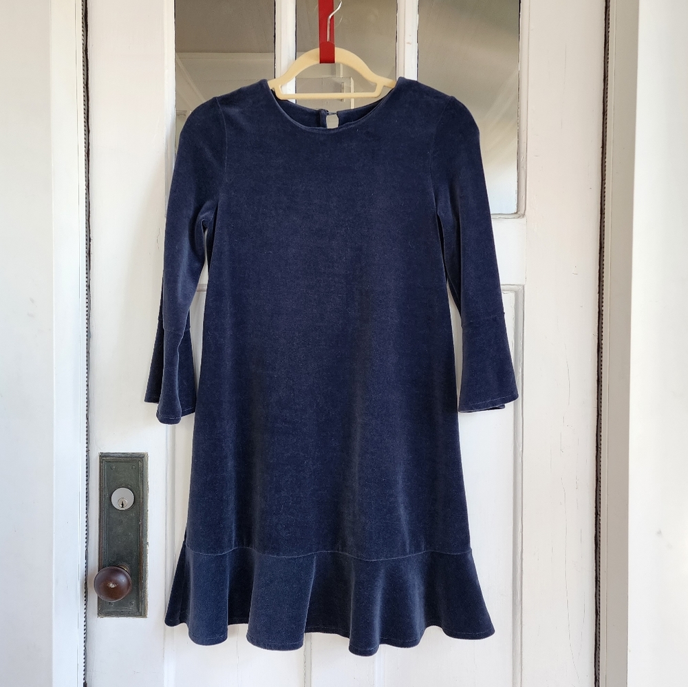 Garnet Hill Kids Gray Velvet Dress, Sz 14